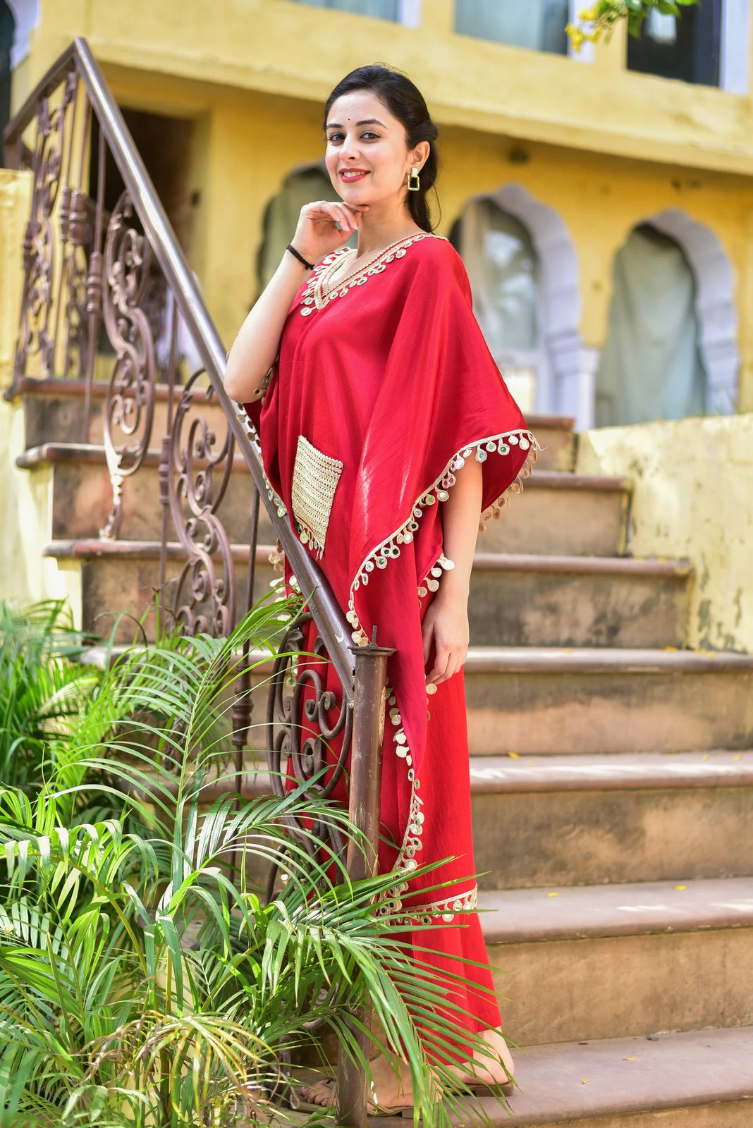 Chili Glaze Mirror Kaftan Set