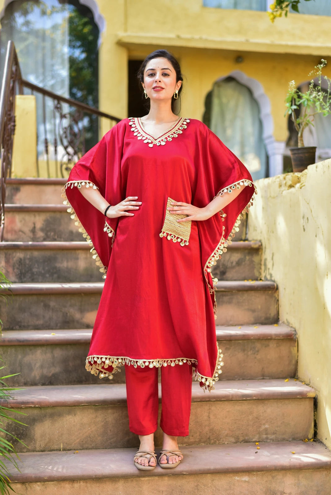 Chili Glaze Mirror Kaftan Set