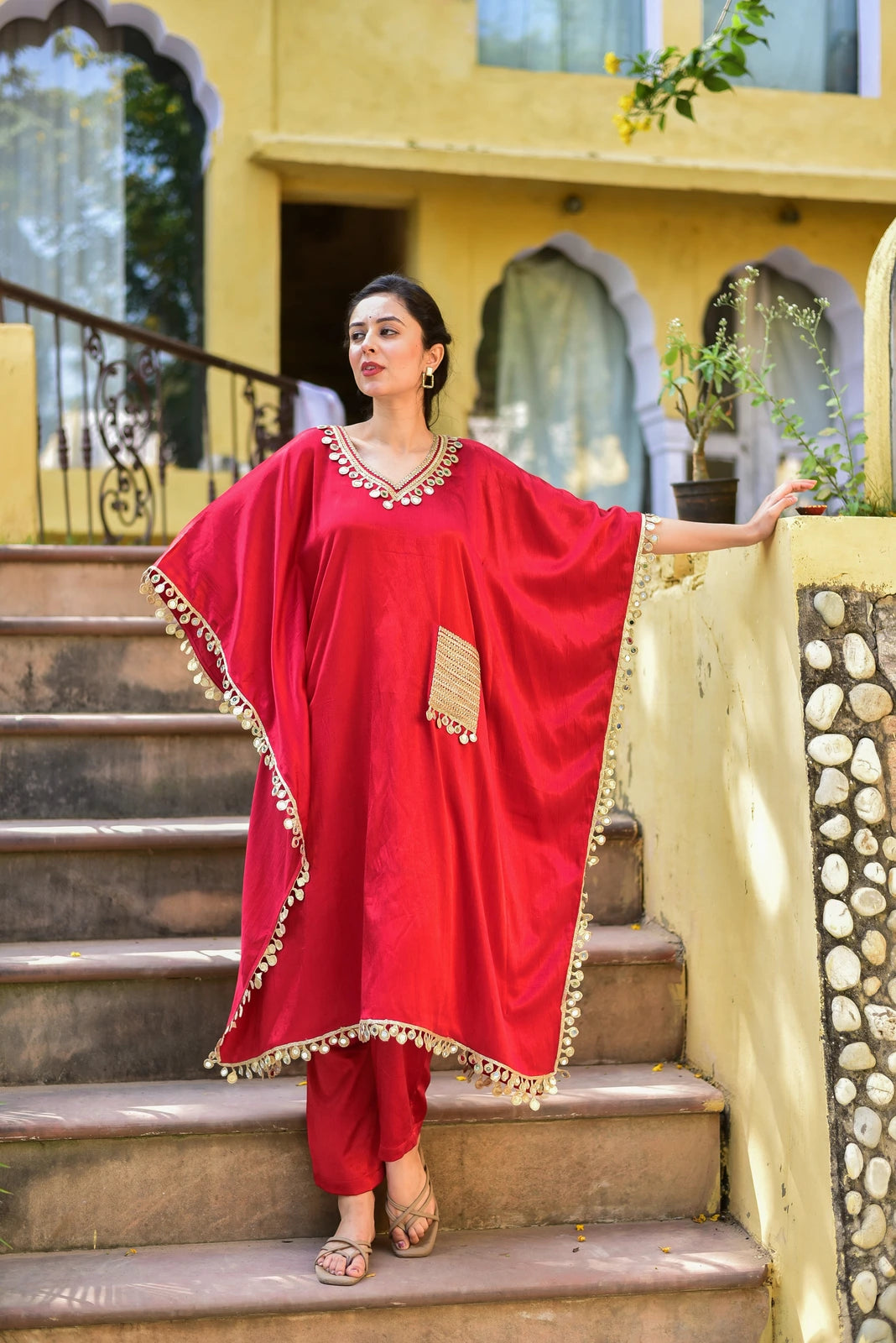 Chili Glaze Mirror Kaftan Set