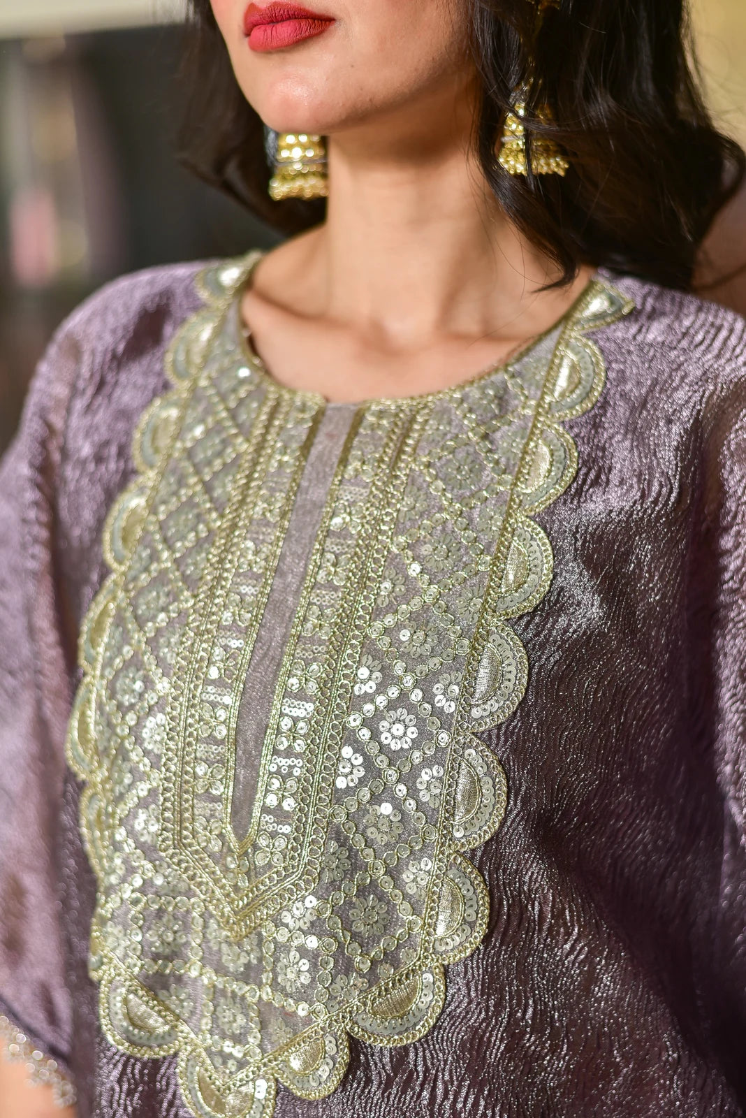 Lavender Luxe Embroidered Kaftan Dress