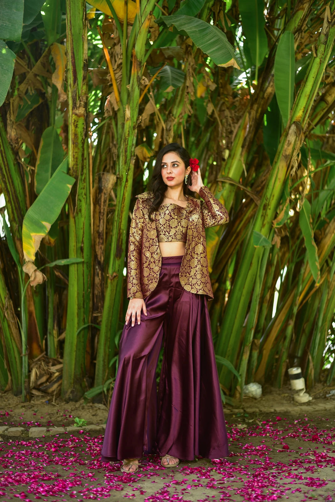 Plum Magic Brocade 3 Piece Set