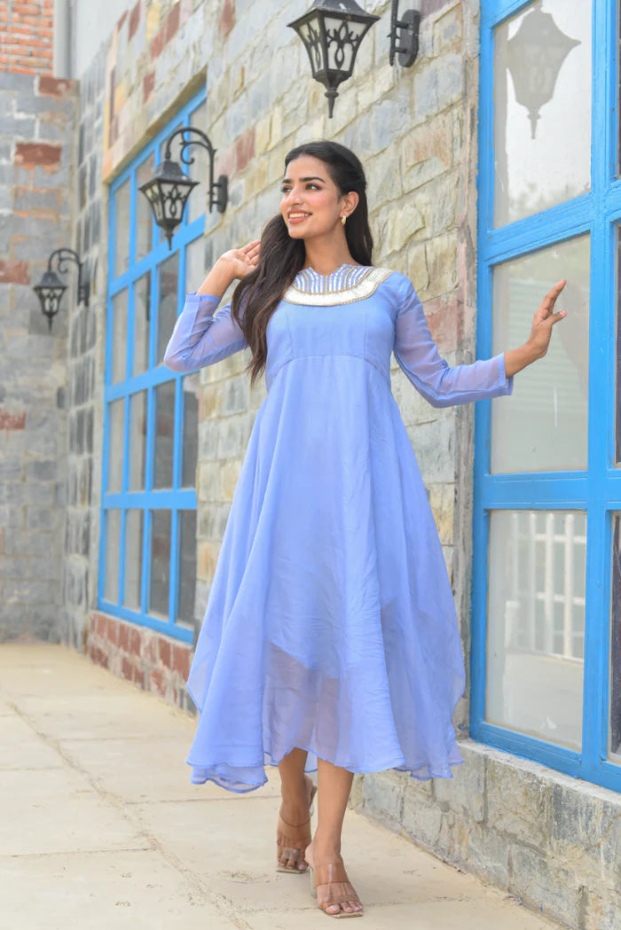 Baby Blue Asymmetrical Dress 